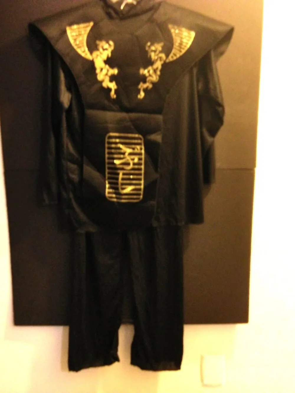 Halloween Costume Ninja Black Dragon Boy's Size L Black Tabard & Shoulder Armor